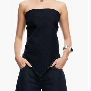 Lioness Black Strapless Handkerchief Hem Crop Top. M-L but also OS.